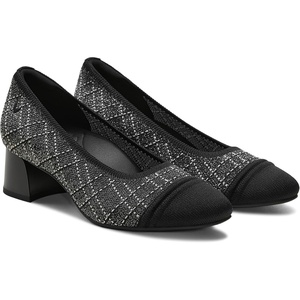 image:imageVIVAIA Julie Arch Pro Womens Almond Toe Block Heel Pumps Knit Upper Arch SupportBlack White Large Tweed