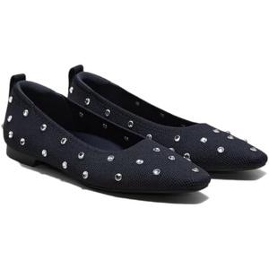 image:imageVIVAIA Kathleen Mini SquareToe Elegant FlatsNavy Rhinestone