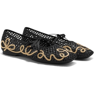 image:imageVIVAIA Makayla Square Toe Mesh Ballet Flats for Women Breathable RaffiaInspired Knit Shoes with Knot Detail Lightweight Comfortable Summer Travel FlatsBlack