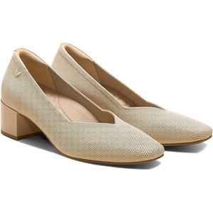 image:imageVIVAIA Megan Womens SquareToe Block Heel Pumps Arch Support VCut Vamp Block HeelAlmond