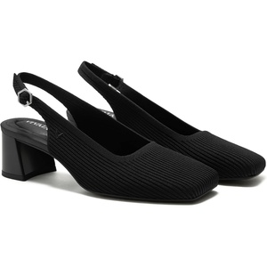 image:imageVIVAIA Mikko Womens Margot Slingback Heels Square Toe Knit Upper Platform Block Heel Arch SupportBlack
