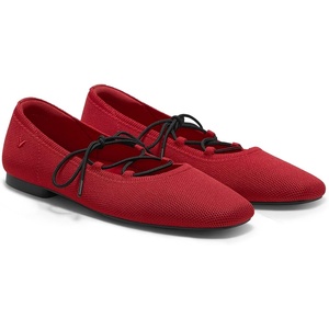 image:imageVIVAIA Miley Womens Mary Jane Flats Shoe with Stylish 3 Laces Comfortable Square Toe Ballet Flats for Women Daily OutfitRuby Red