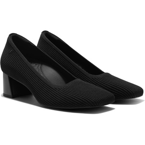image:imageVIVAIA Monroe Womens SquareToe Margot Chunky Heel Pumps Knit Upper Block Heel Arch SupportBlack