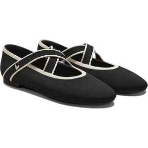 image:imageVIVAIA Nia Womens Mary Jane Flats Shoe with CrossStrap Style Almond Toe Comfortable Ballet Flats for Casual Daily WearBlack Cream Ivory