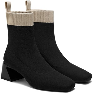 image:imageVIVAIA Regina Pro Booties for Women Comfort Block Heel Ankle Boots Square Toe Slipon Water Repellent Anti Slip for FallWinter Dress Daily OutfitBlackAlmond