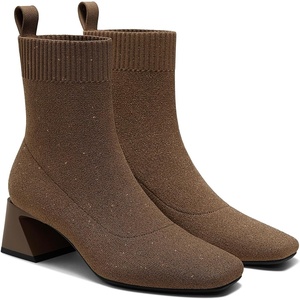 image:imageVIVAIA Regina Pro Booties for Women Comfort Block Heel Ankle Boots Square Toe Slipon Water Repellent Anti Slip for FallWinter Dress Daily OutfitEspresso Metallic