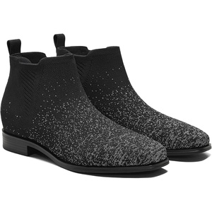 image:imageVIVAIA Ryan SlipOn Chelsea Boots for Women Square Toe Ankle Boots Water Repellent Comfortable Low Heel Booties for Daily OutfitBlack Metallic