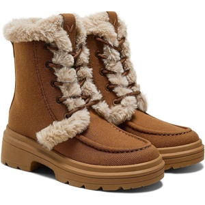 image:imageVIVAIA Terry Womens Wool Warm Ankle Boots Lightweight Water Repellent Winter Snow Booties Comfortable Platform Heel Ankle BootsCaramel Wool Water Prf