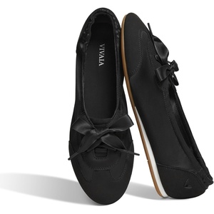 image:imageVIVAIA Yanka Womens Flat Shoes Round Toe Satin Sneakerina Laceup Ballet Flats Comfortable Lightweight Fashion SneakerBlack
